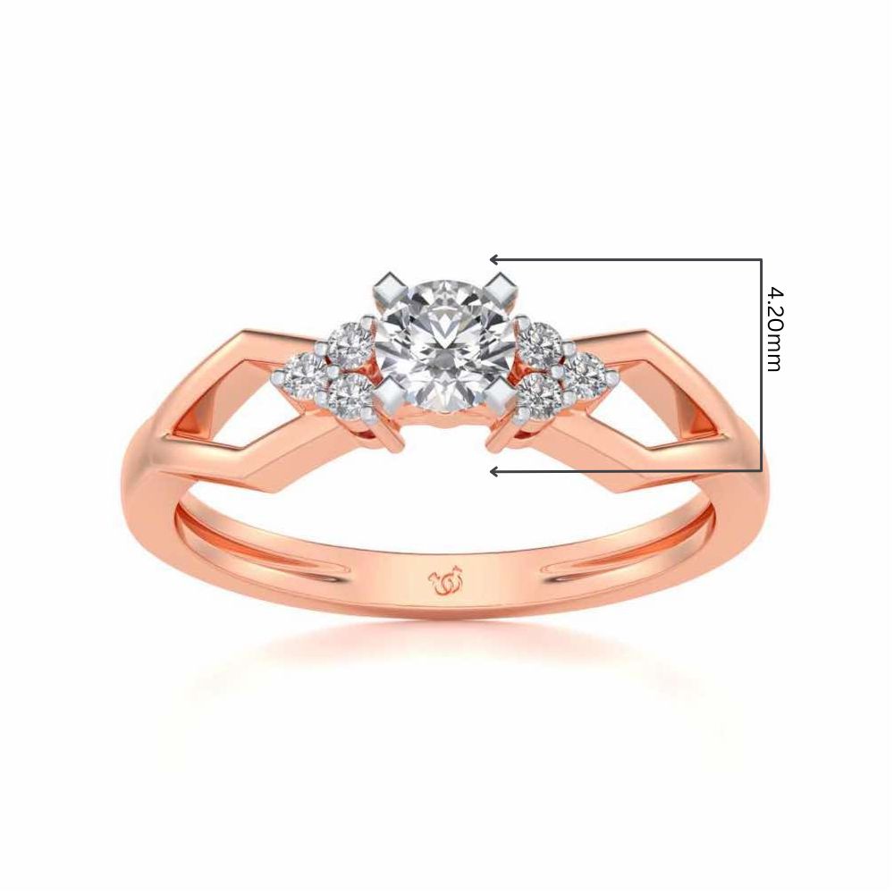 Visual Delight Solitaire Silver Ring - Rose Gold - Image 5