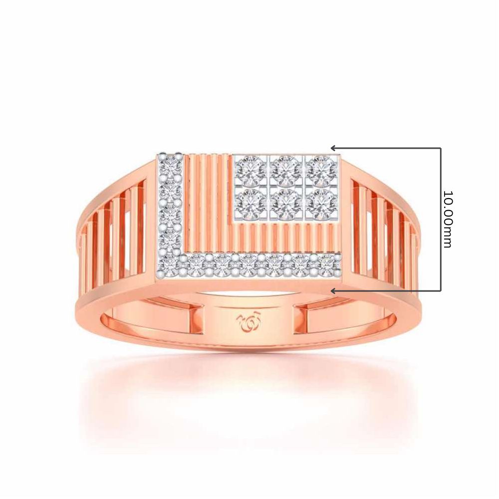Square Silver Ring For Men - Rose Gold - Image 5