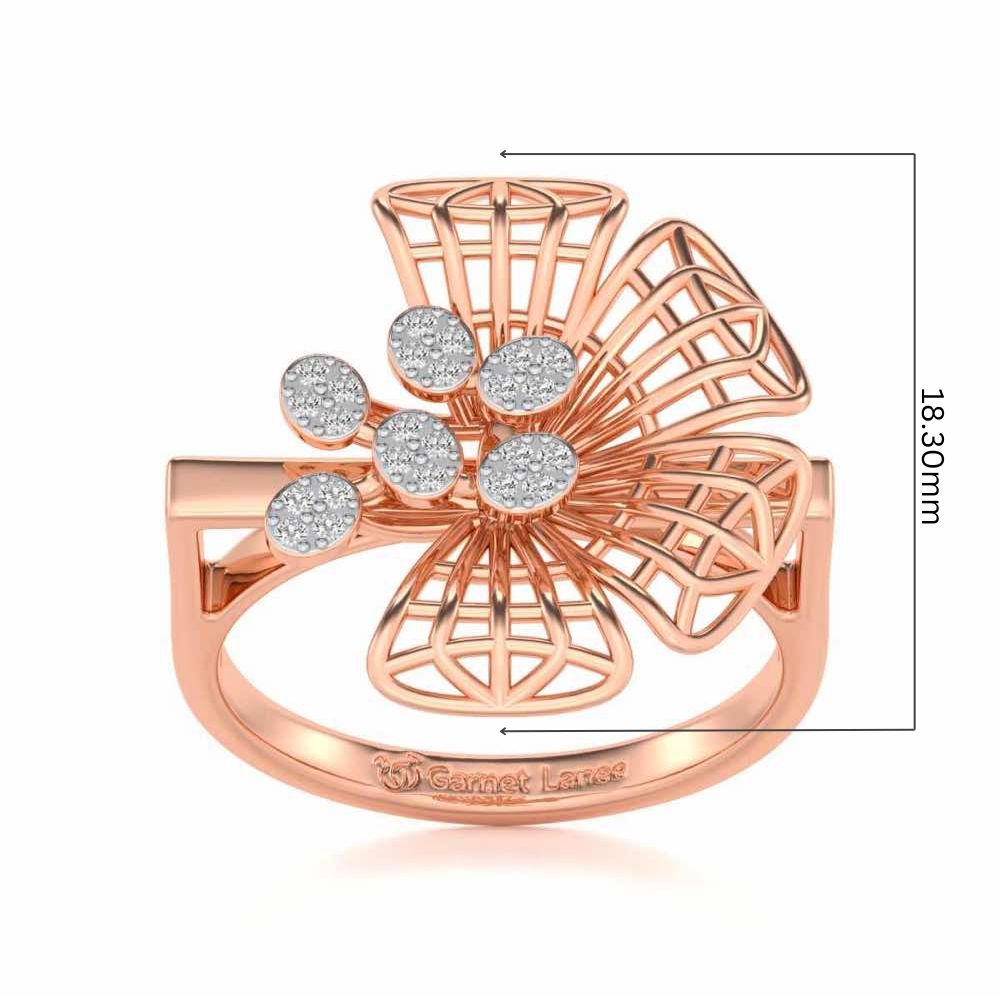 Mesh Bloom Silver Ring - Rose Gold - Image 5