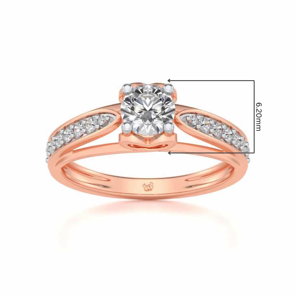Wow Solitaire Silver Ring - Rose Gold - Image 5