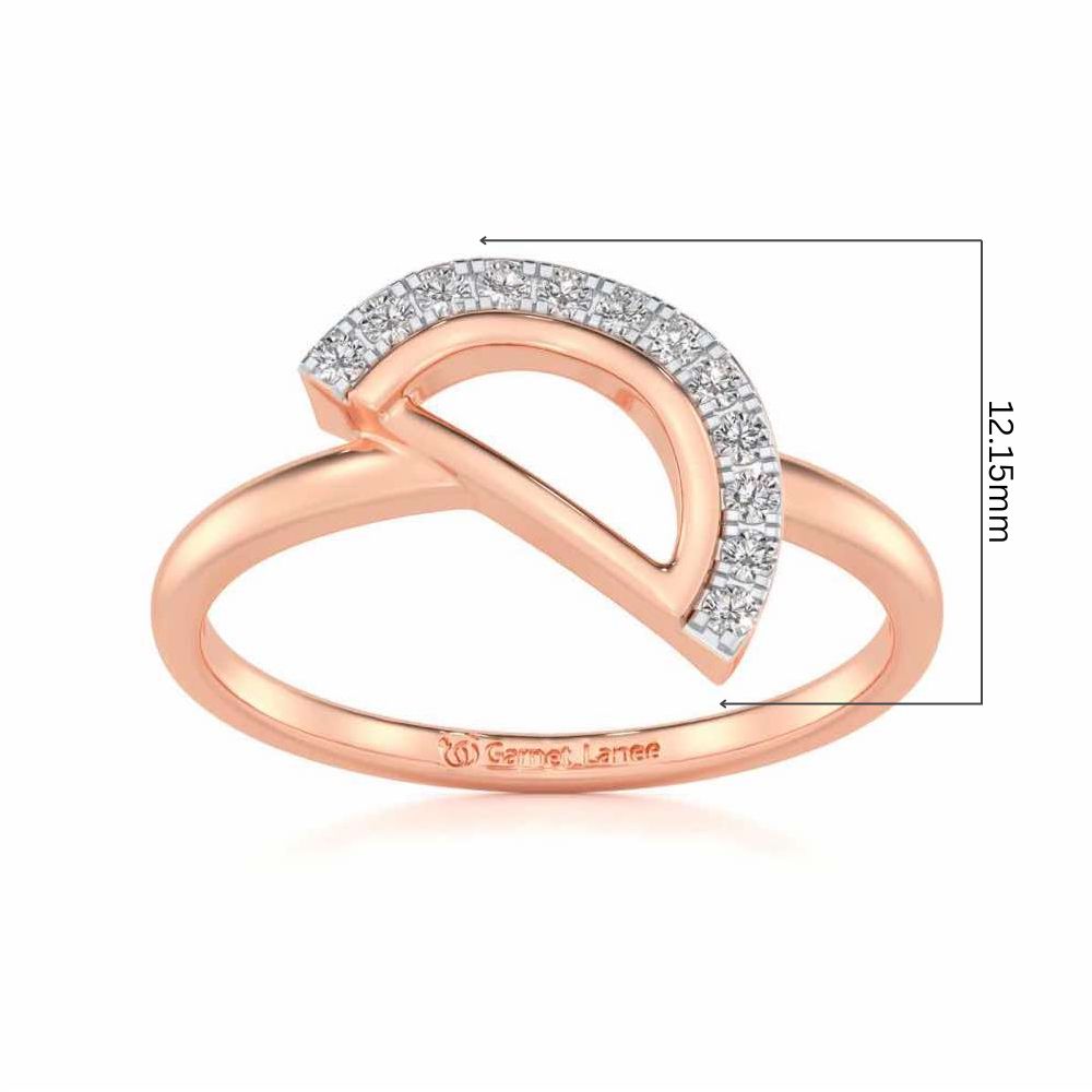 Tilt D Silver Ring - Rose Gold - Image 5