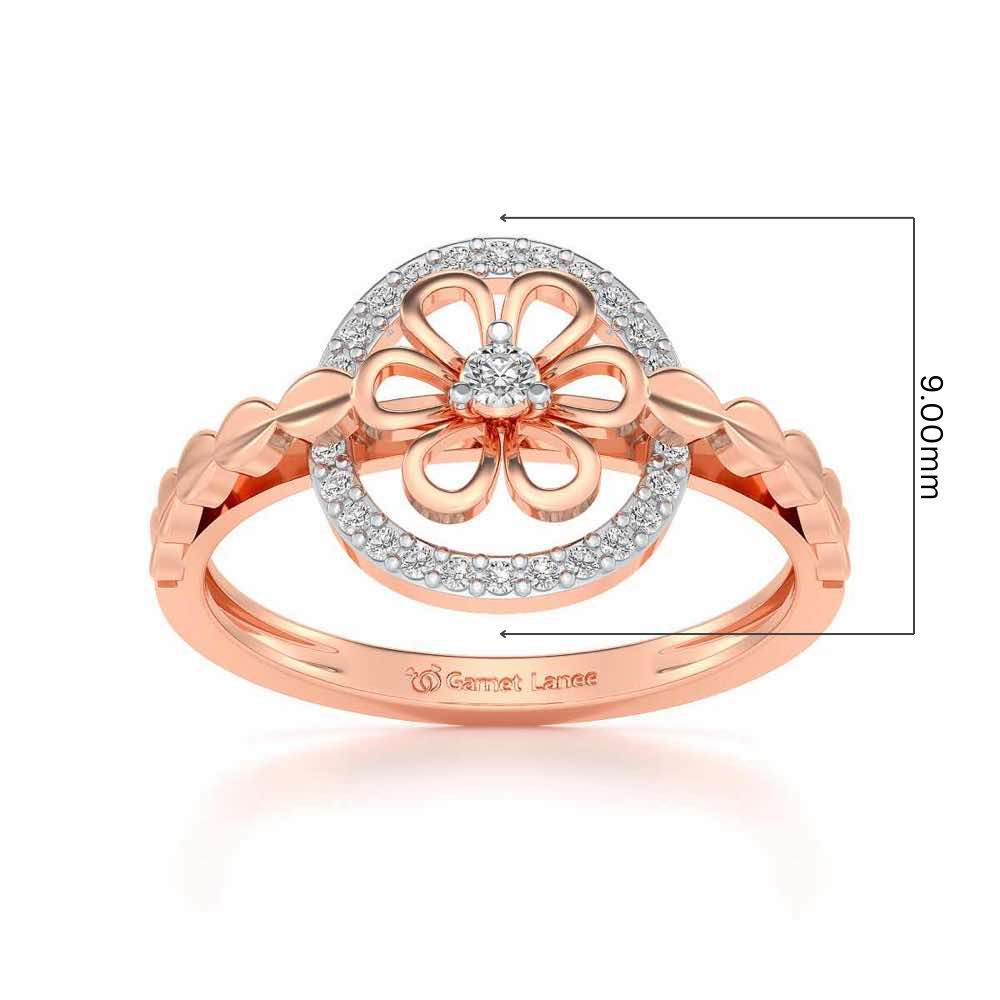 Shiny Circled Flower Silver Ring - Rose Gold - Image 5