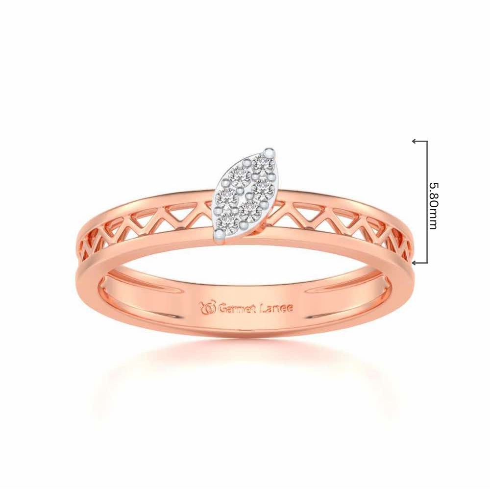 Leaf Silver Band Ring - Rose Gold - Image 5