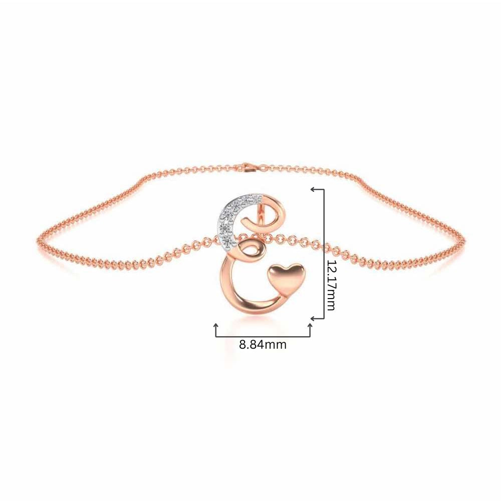 Lovely E Silver Pendant - Rose Gold - Image 4