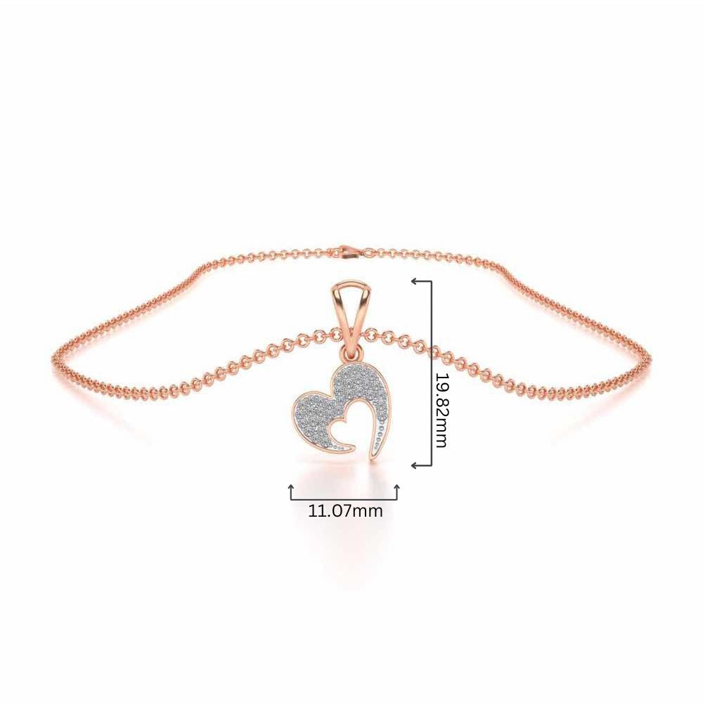 Crescent Heart Silver Pendant - Rose Gold - Image 4