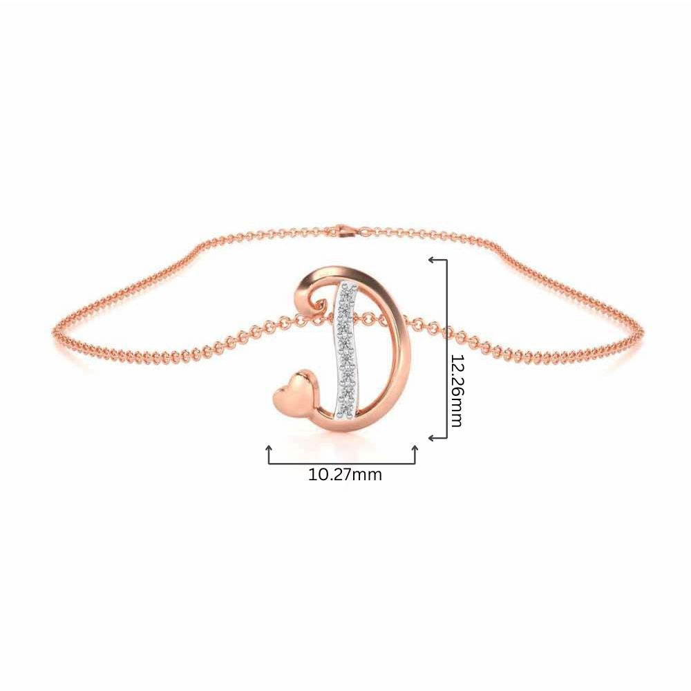 Lovely D Silver Pendant - Rose Gold - Image 4