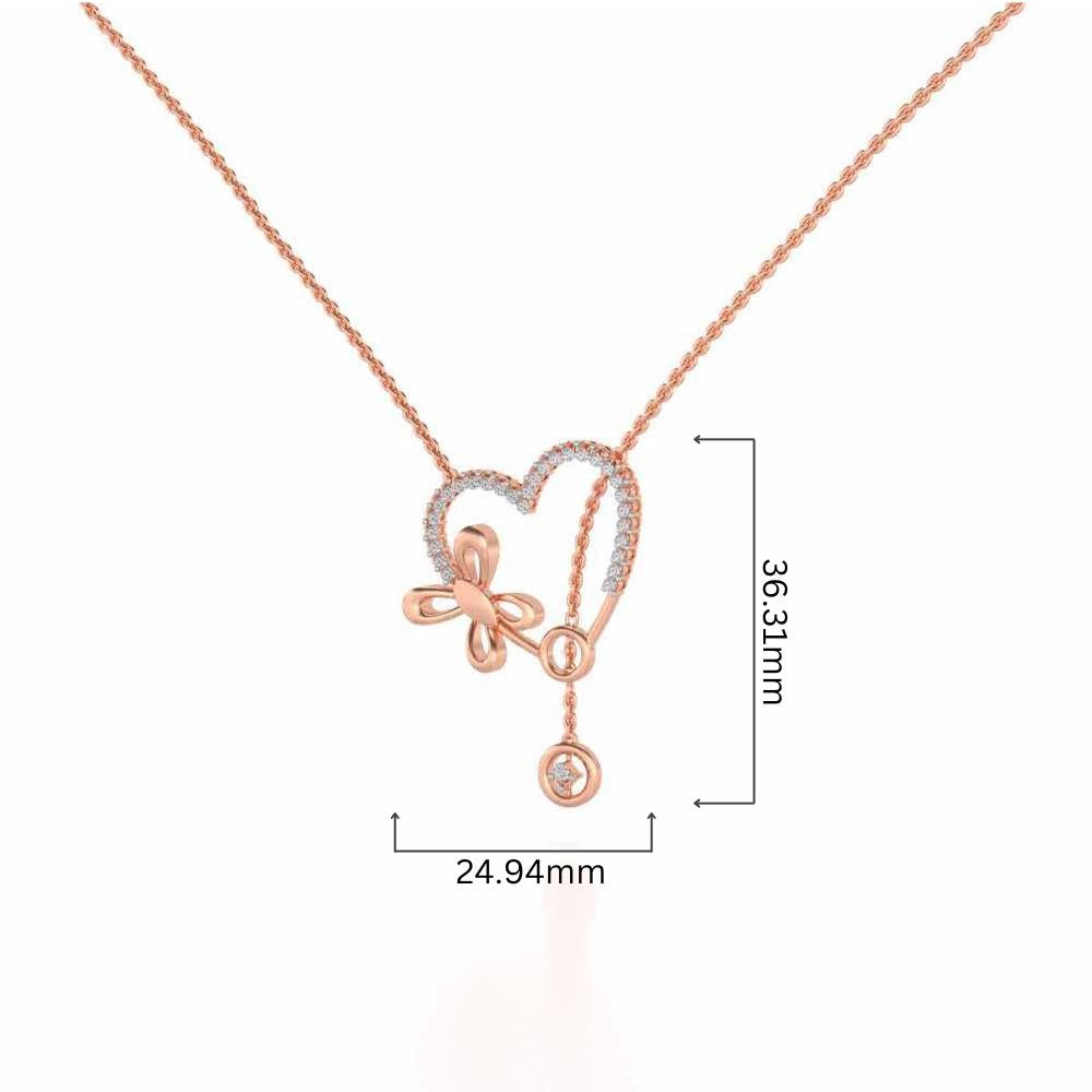 Sleek Heart Silver Pendant - Rose Gold - Image 4