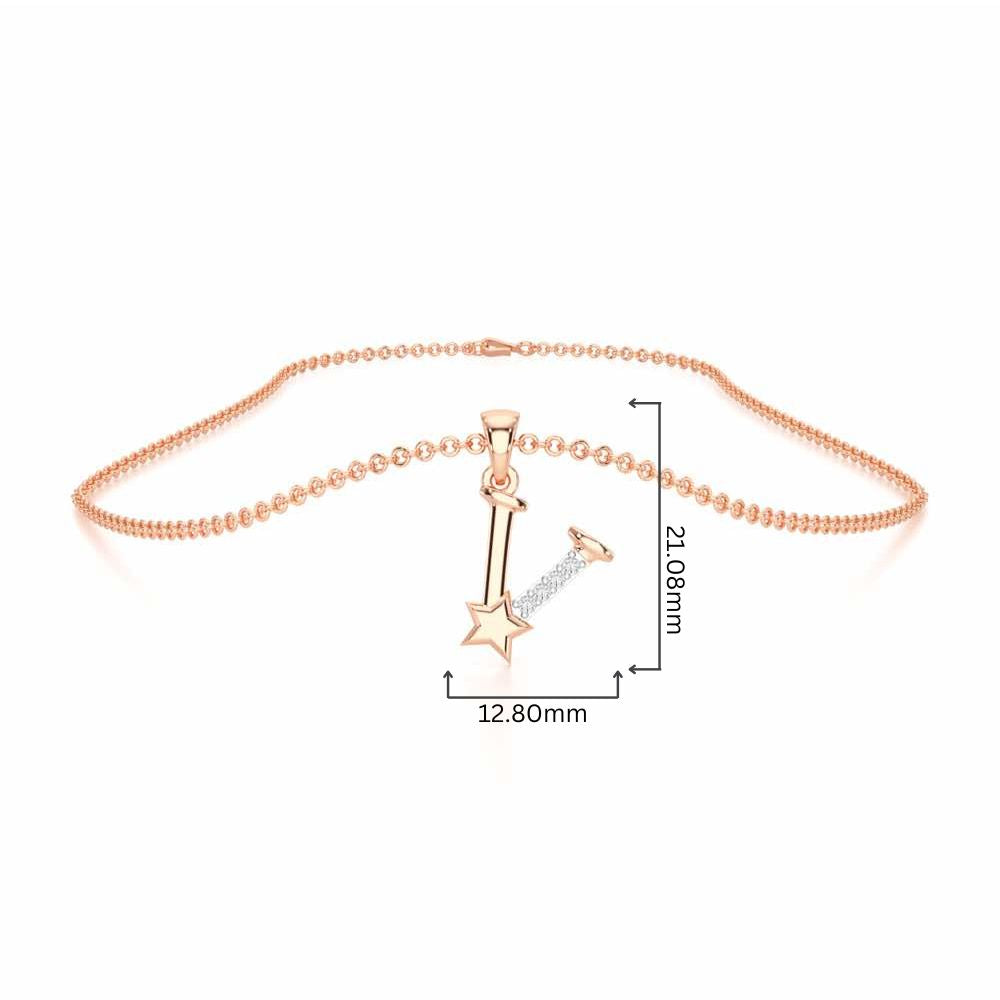 V-Glint Silver Pendant - Rose Gold - Image 4