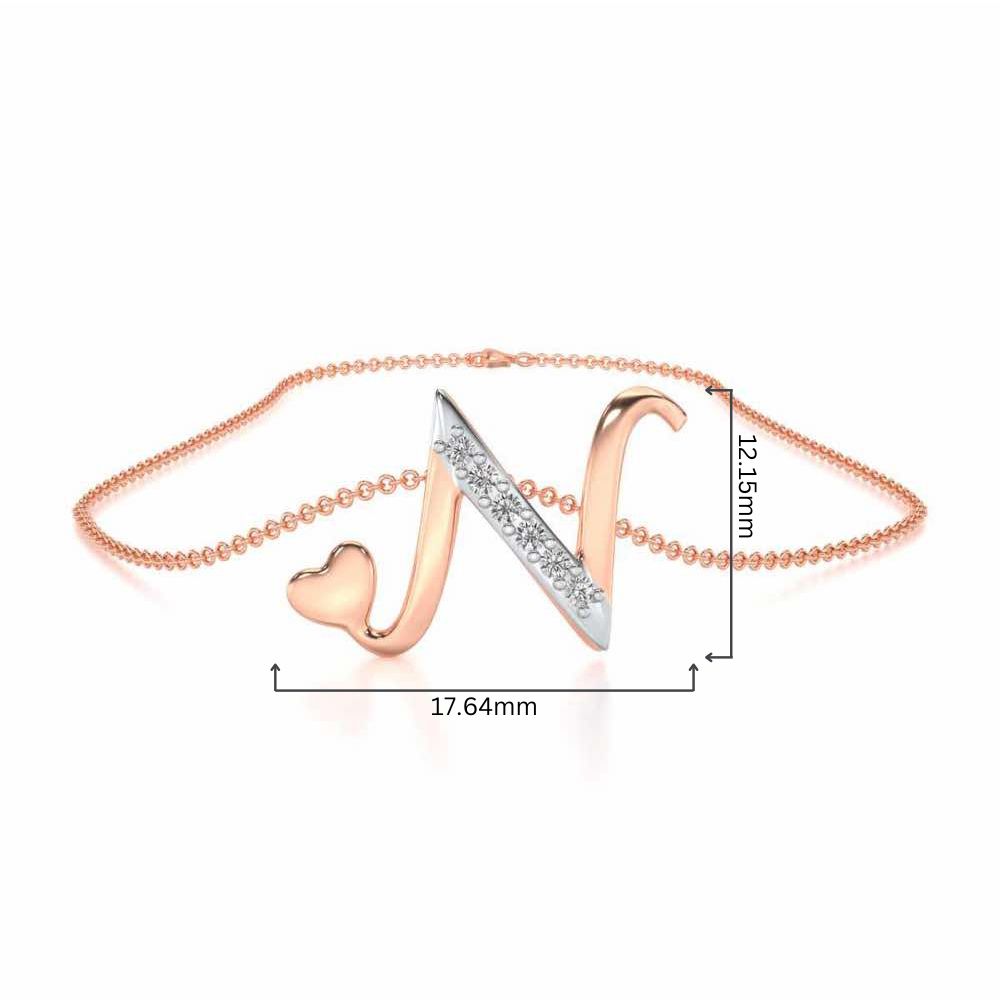 Lovely N Silver Pendant - Rose Gold - Image 4