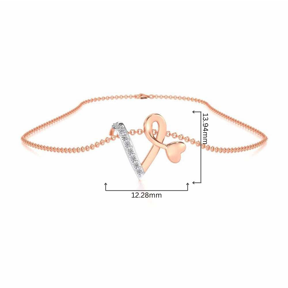 Lovely V Silver Pendant - Rose Gold - Image 4