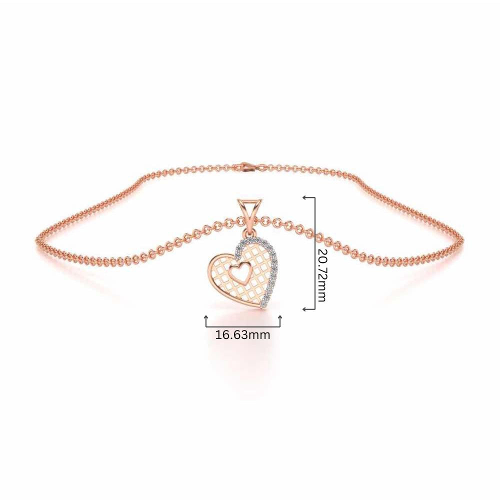 Heartly Mesh Silver Pendant - Rose Gold - Image 4