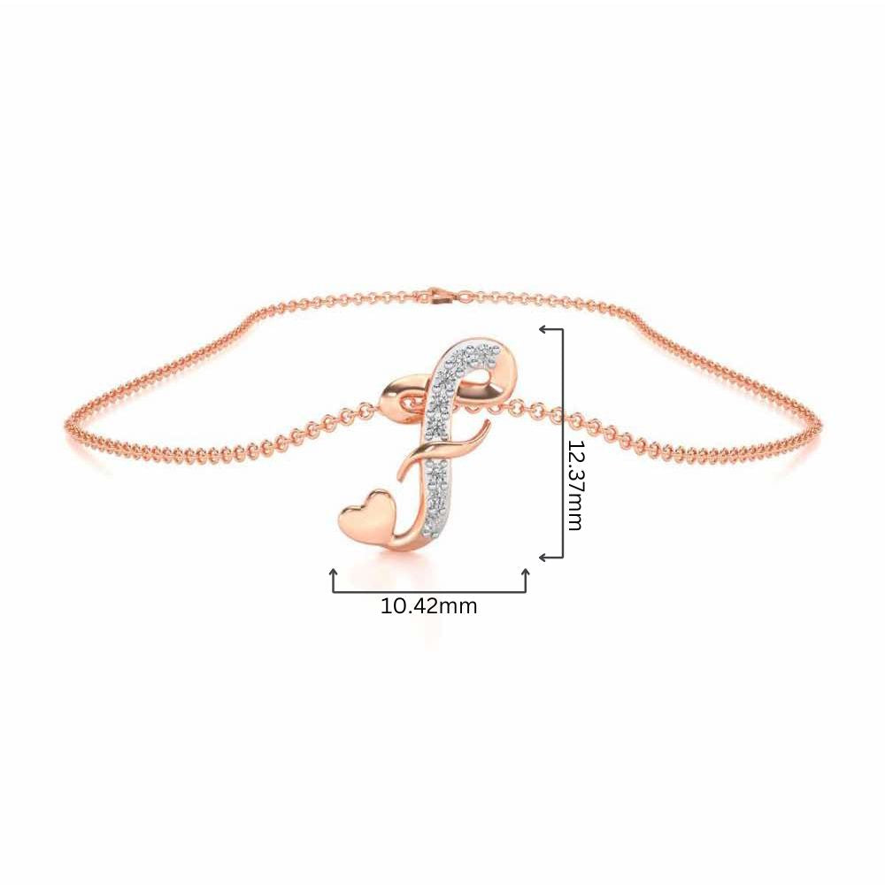 Lovely F Silver Pendant - Rose Gold - Image 4