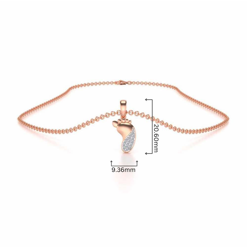 Shiny Foot Silver Pendant - Rose Gold - Image 4