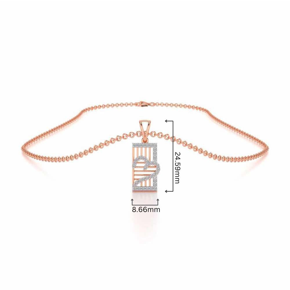 Mesh Heart Silver Pendant - Rose Gold - Image 4