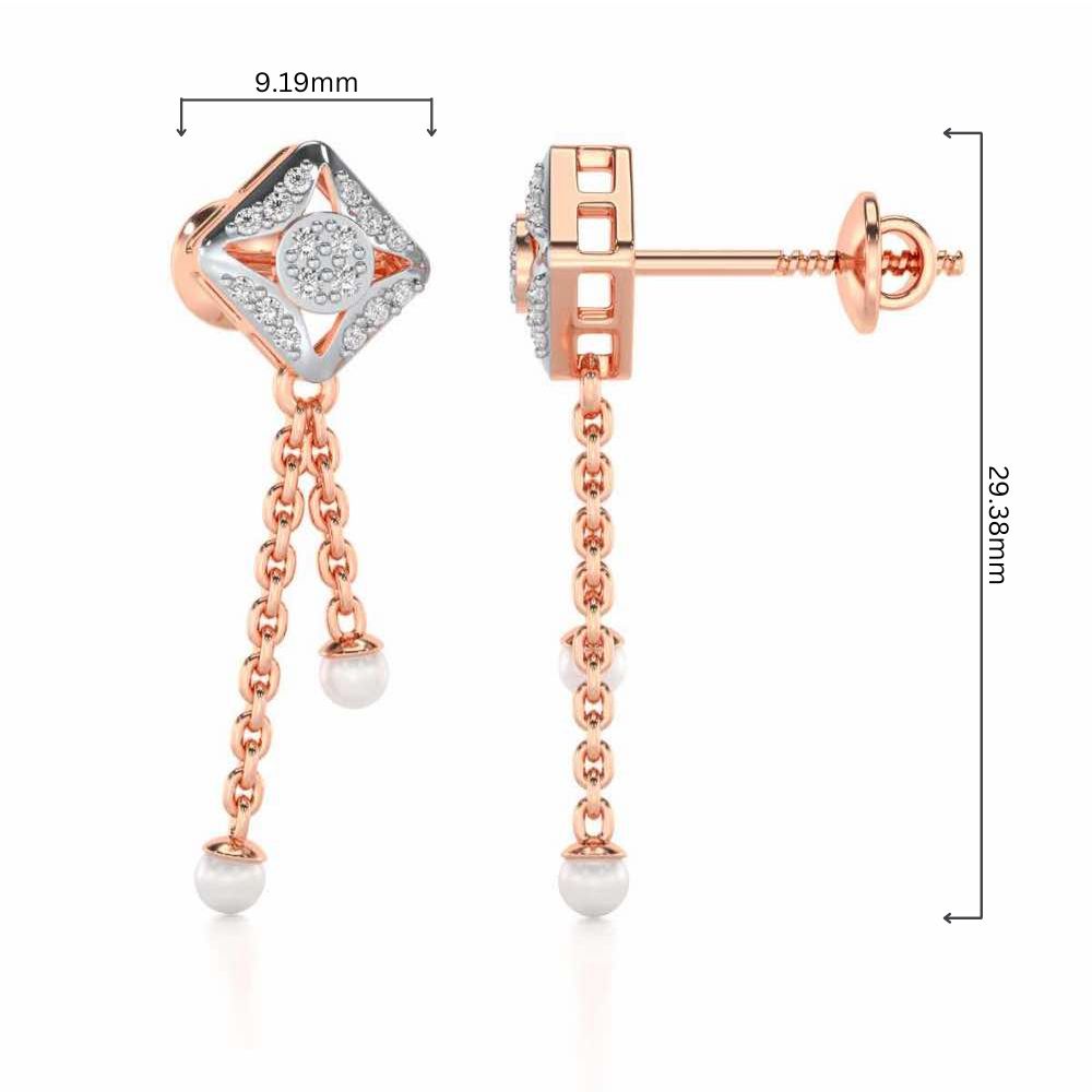Aks Sitara Silver Dangler Earrings - Rose Gold - Image 4