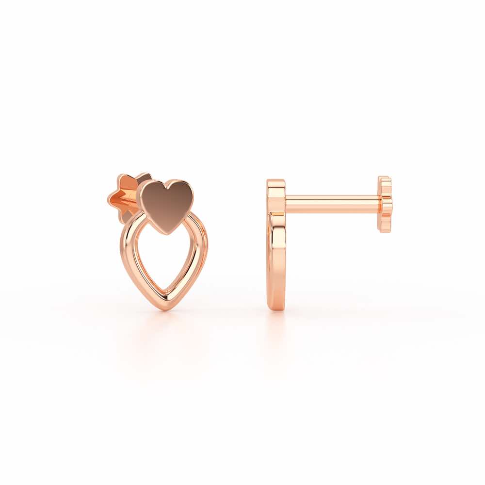 Mini Hearts Silver Earrings - Rose Gold - Image 4