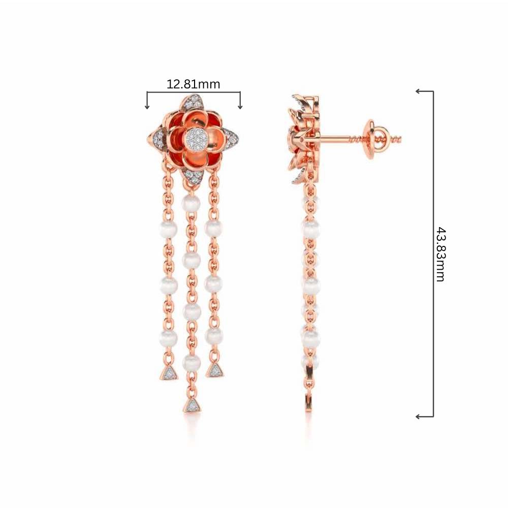 Bhrami Silver Dangler Earrings - Rose Gold - Image 4