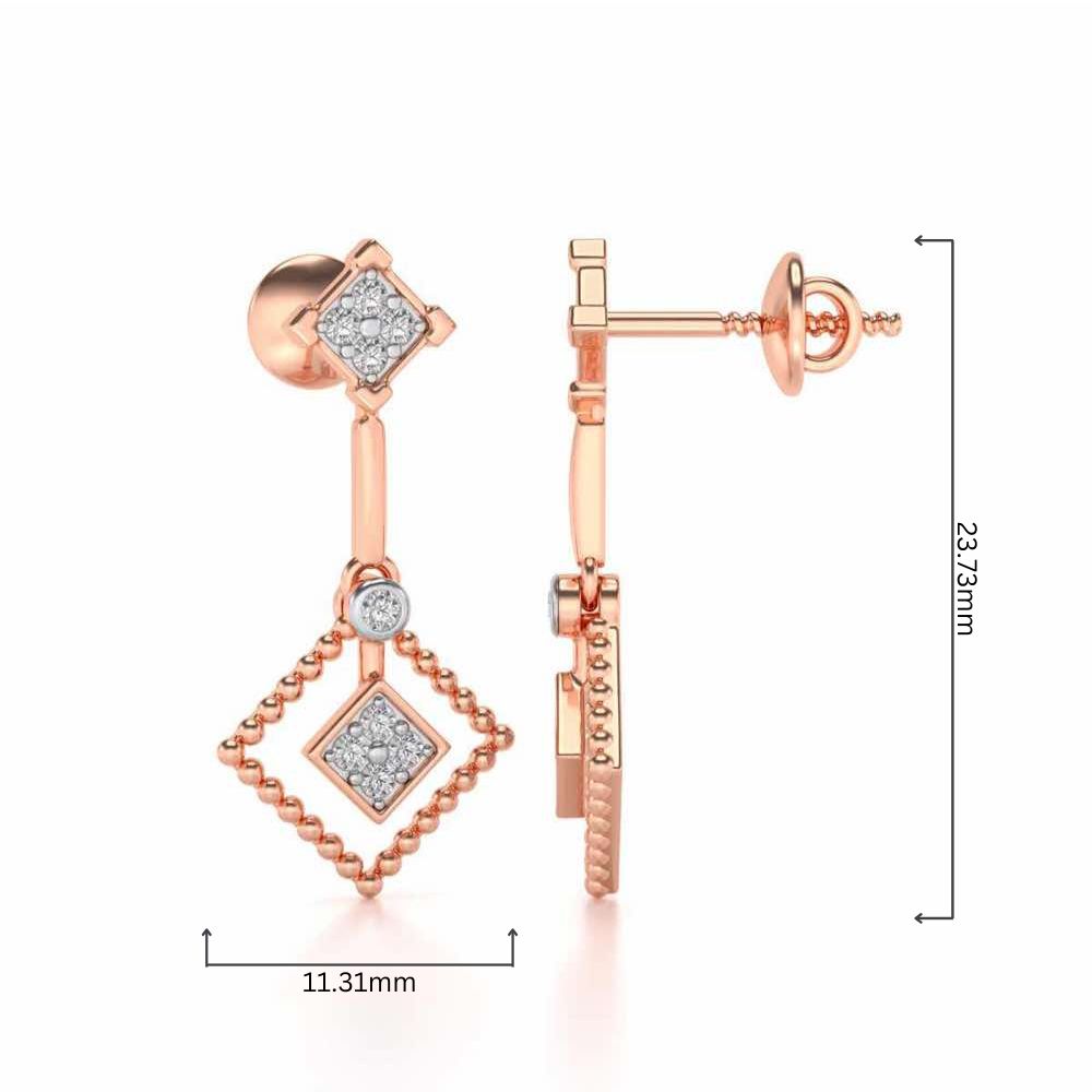 Lotus Heart Drops Earrings - Rose Gold - Image 4