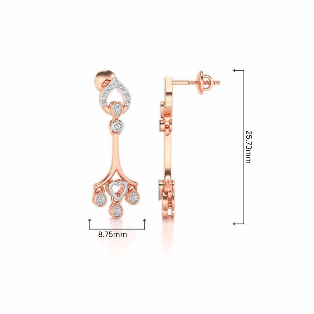 Heart Spell Drops Earrings - Rose Gold - Image 4