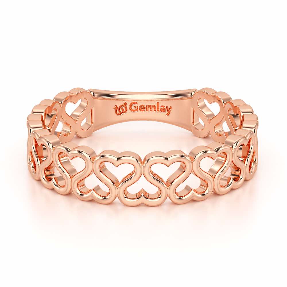 Heart Ziggle Silver Ring - Rose Gold - Image 5