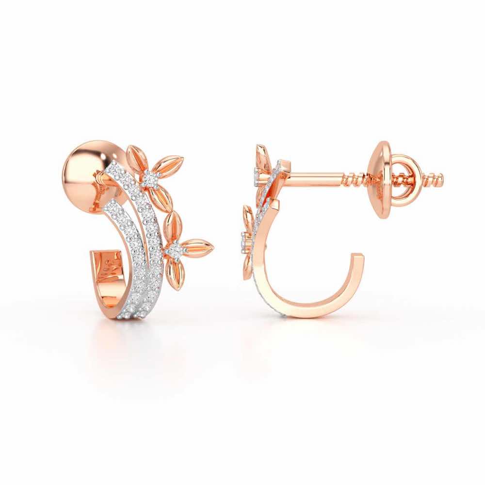 Regal Growth Silver Stud Earrings - Rose Gold - Image 4