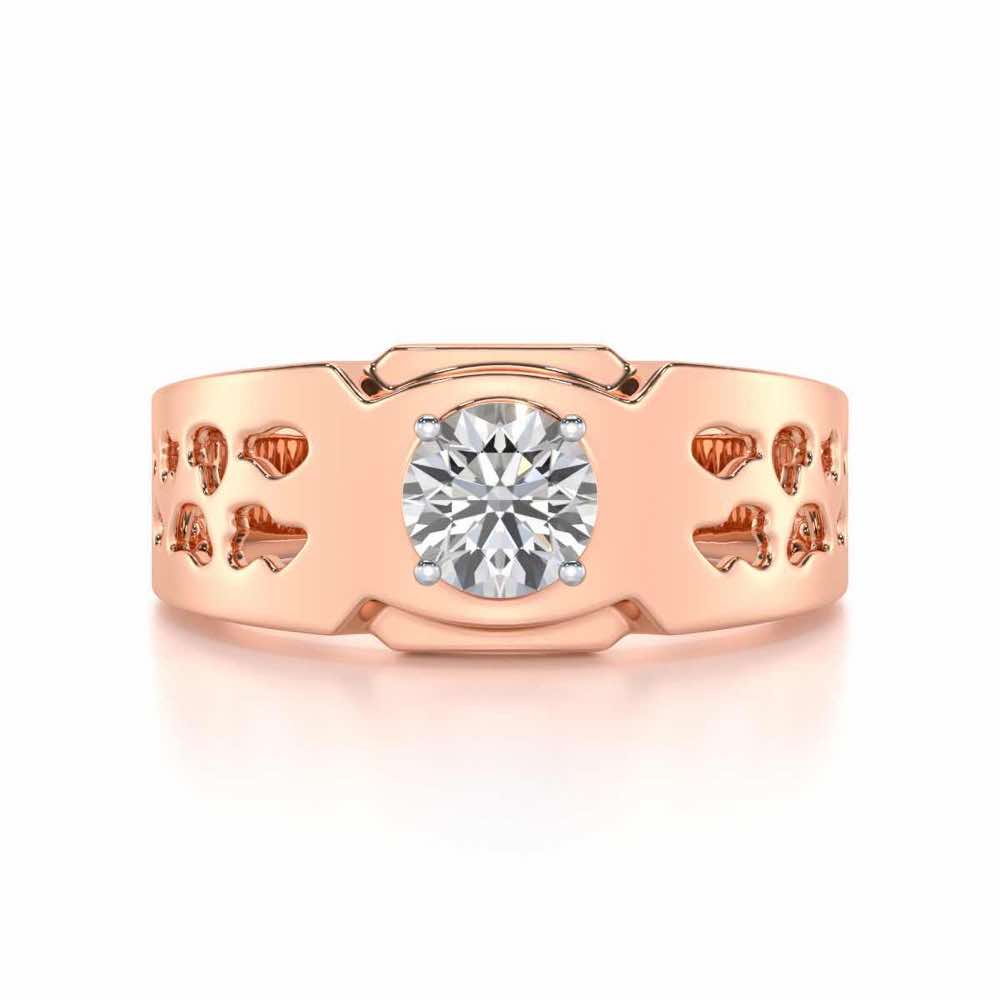 Samparka Solitaire Ring For Men - Rose Gold - Image 5