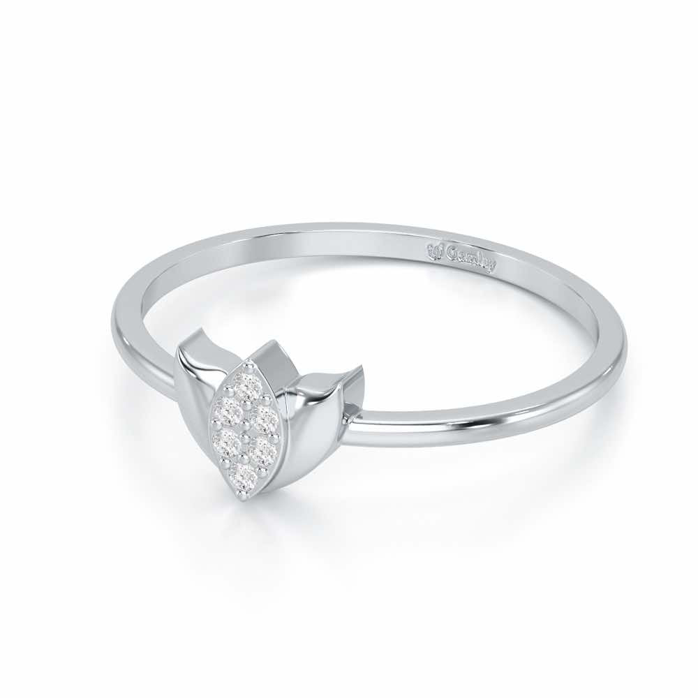 Sparkle Bud Silver Ring - White Gold - Image 2