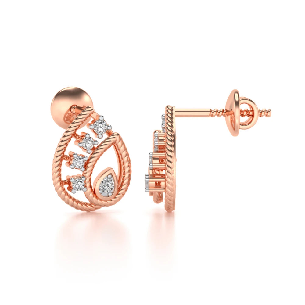 Sparkle Flame Silver Earrings - Rose Gold - Image 4