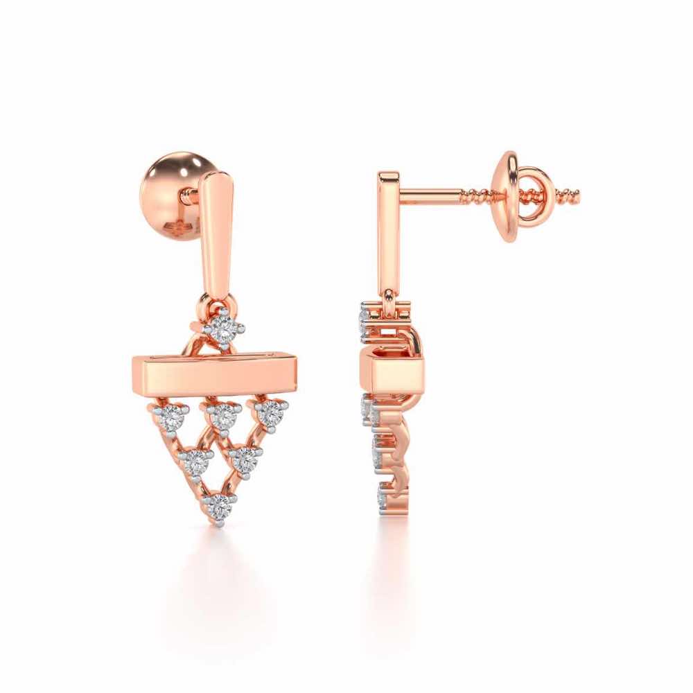 Triangular Saga Silver Earrings - Rose Gold - Image 4