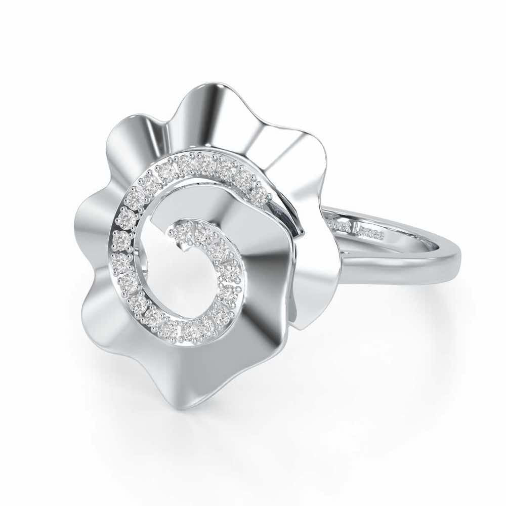 Twirl Flora Silver Ring - White Gold - Image 2