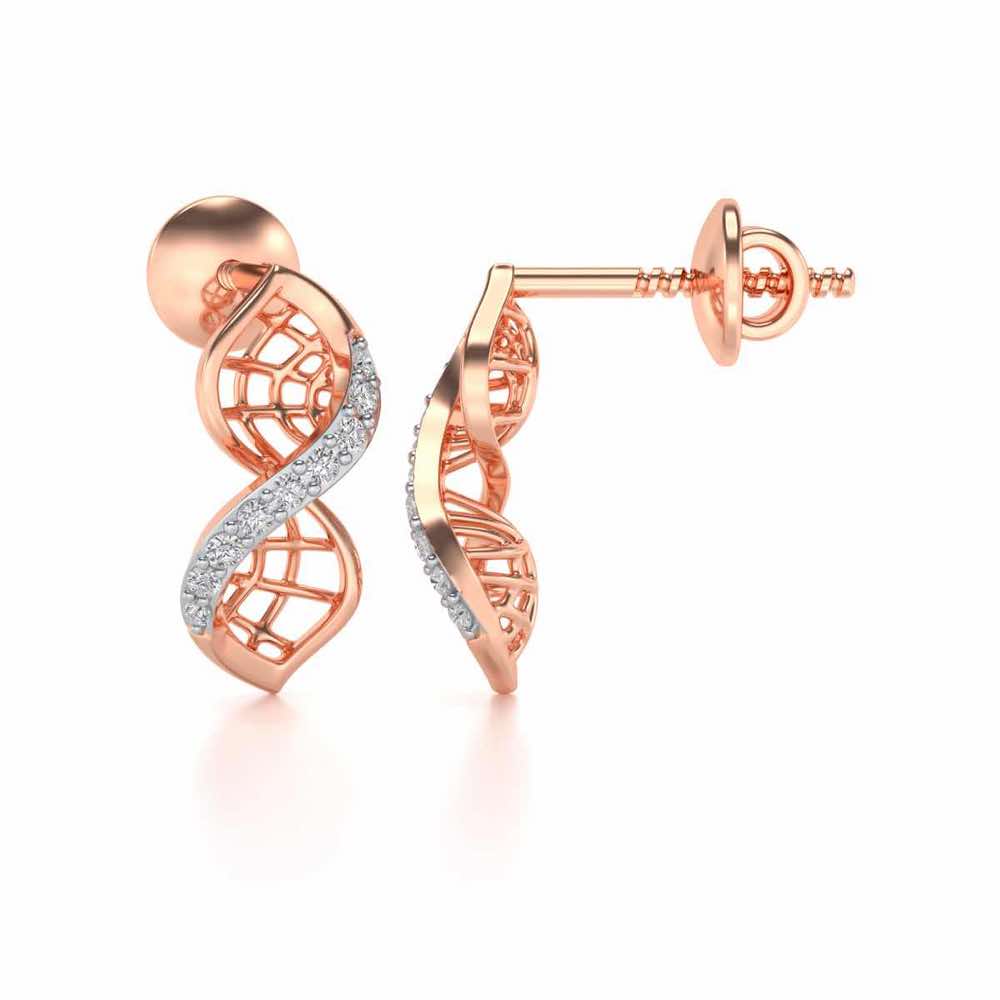 Twist Mesh Silver Earrings - Rose Gold - Image 4