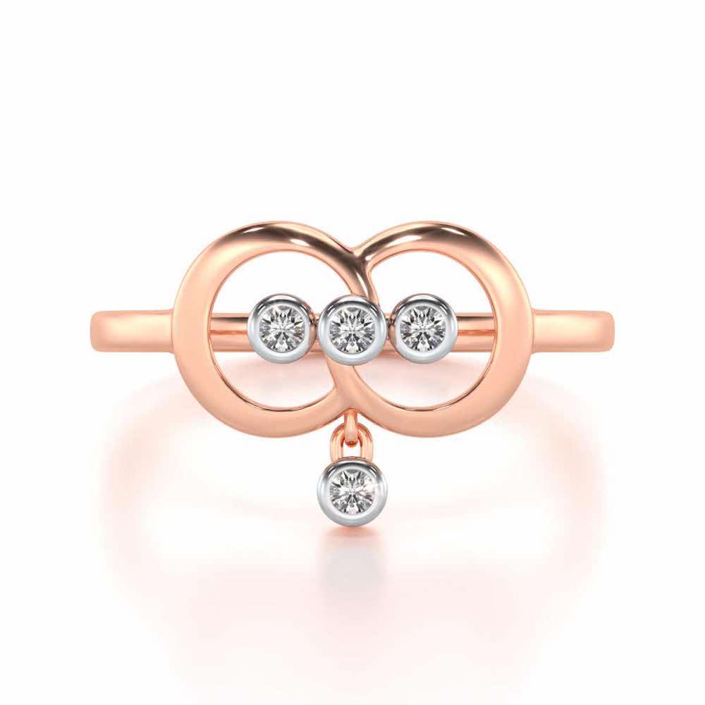 Two-Ring Silver Ring - Rose Gold - Image 5