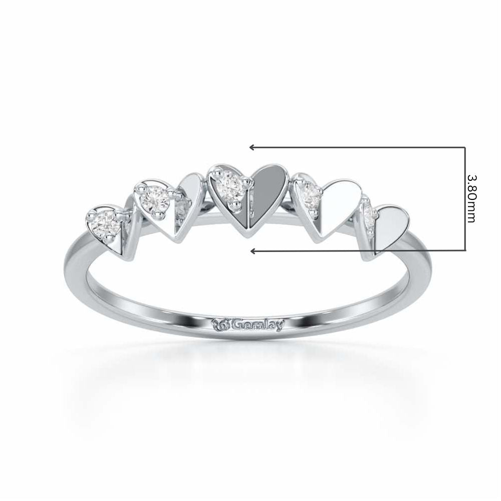 Heart Together Silver Ring - White Gold - Image 2