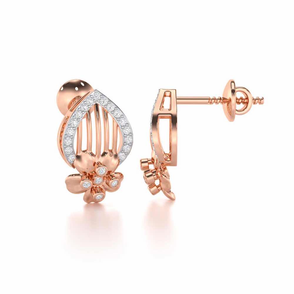 Zenith Strings Silver Stud Earrings - Rose Gold - Image 4