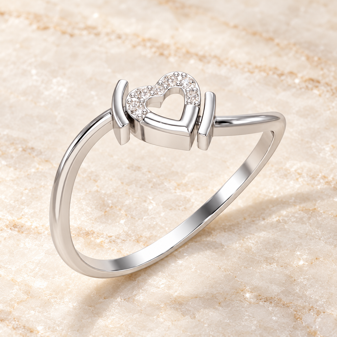 Airy Heart Silver Ring