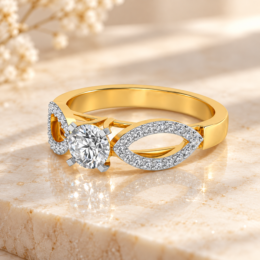 Angel Solitaire Silver Ring