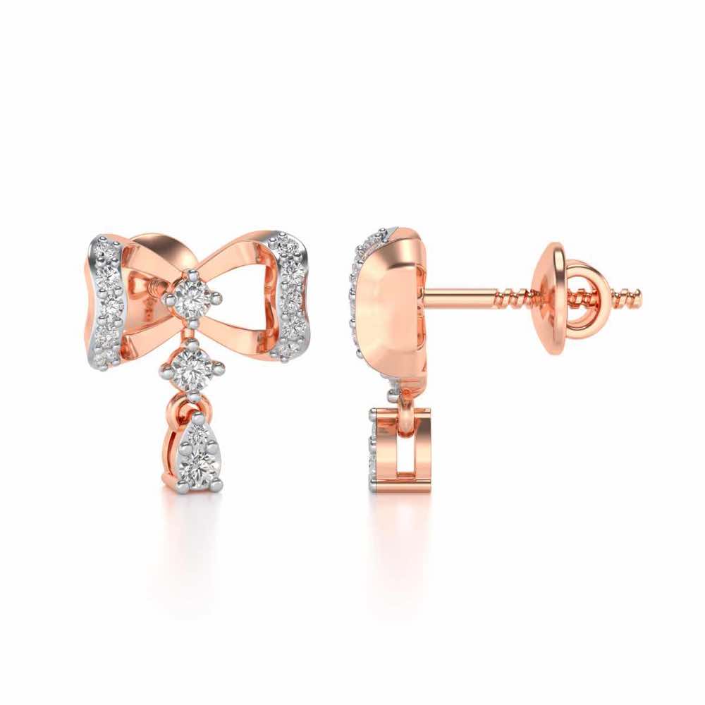 bow lane Silver Earrings - Rose Gold - Image 4