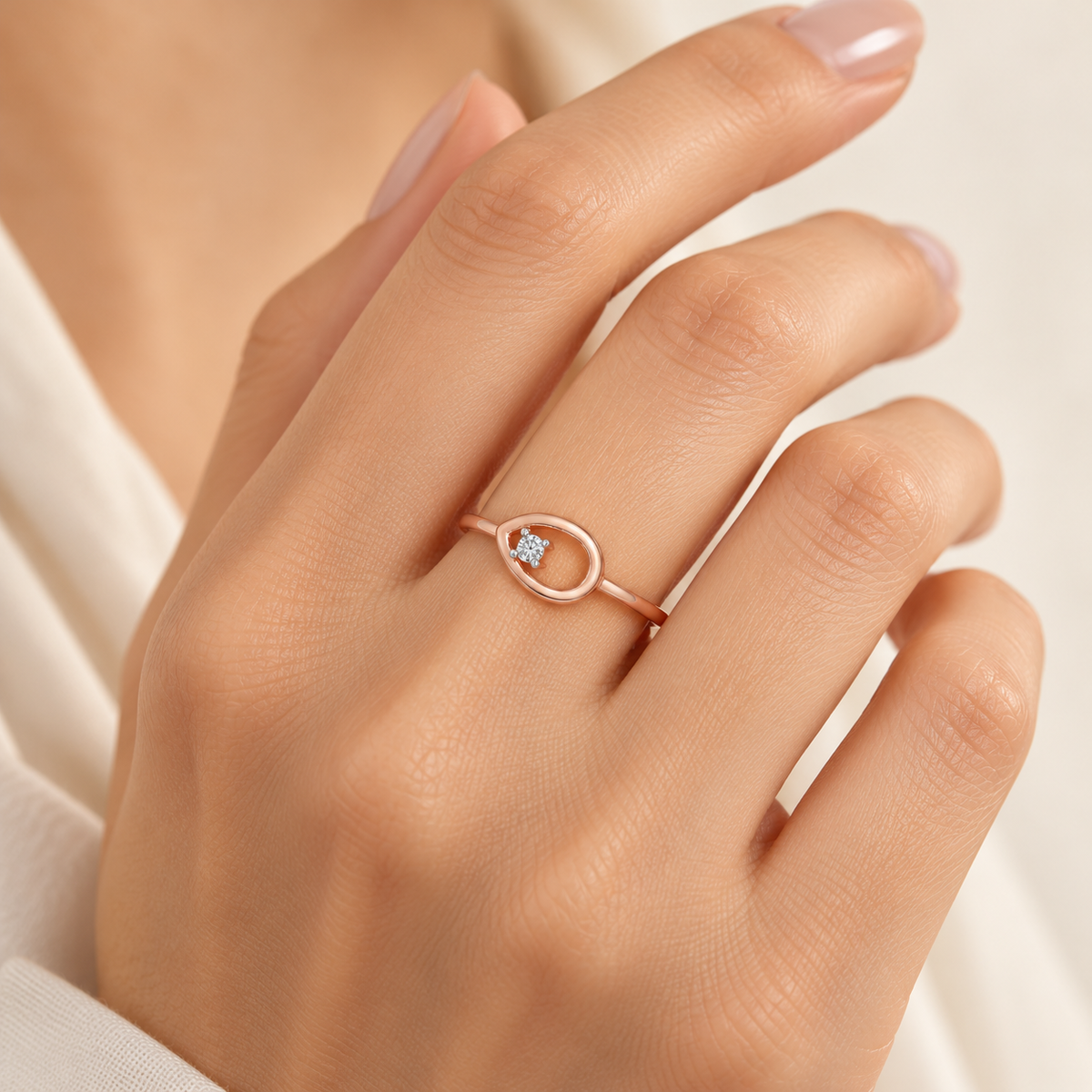 Drop Cord Silver Ring, Rose Gold, Model