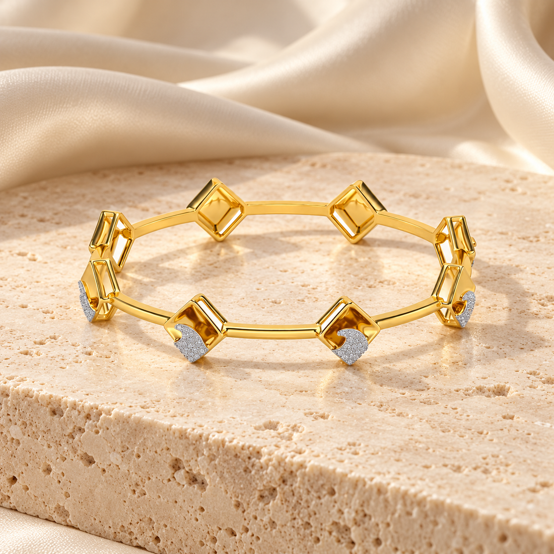 Enchanting Glow Silver Bangles