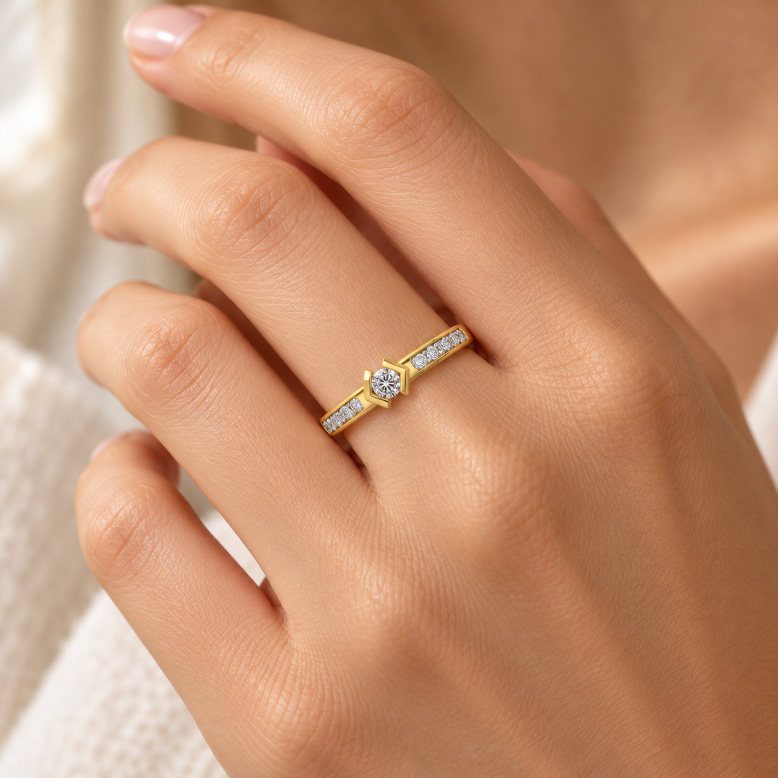Blissed Solitaire Silver Ring