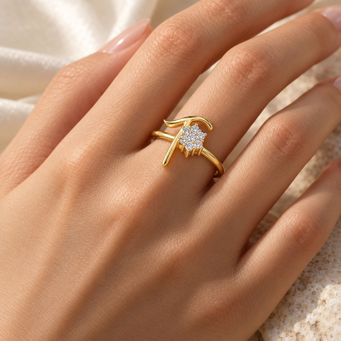 Flora T Silver Ring