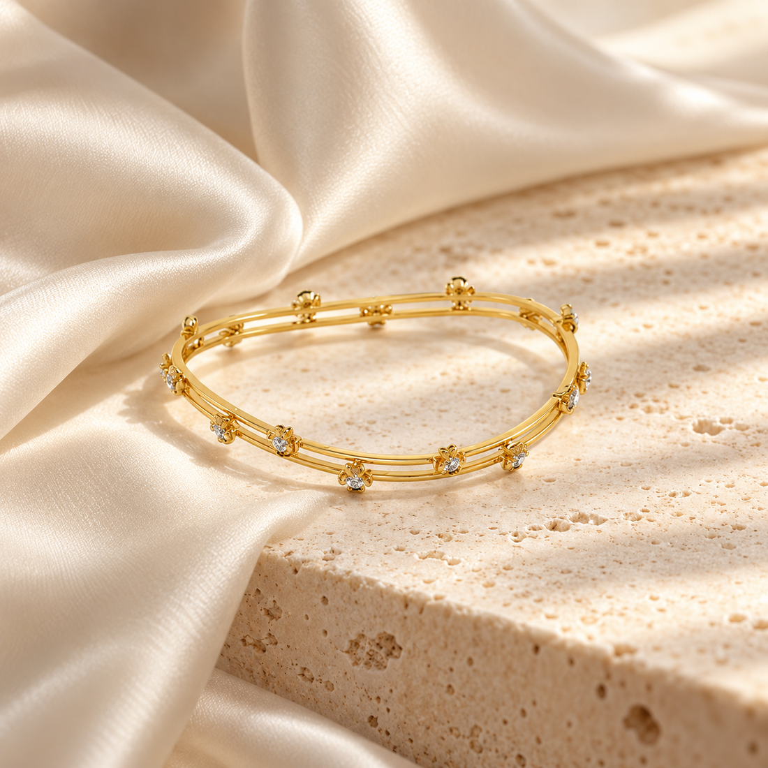 Floral Silver Bangles