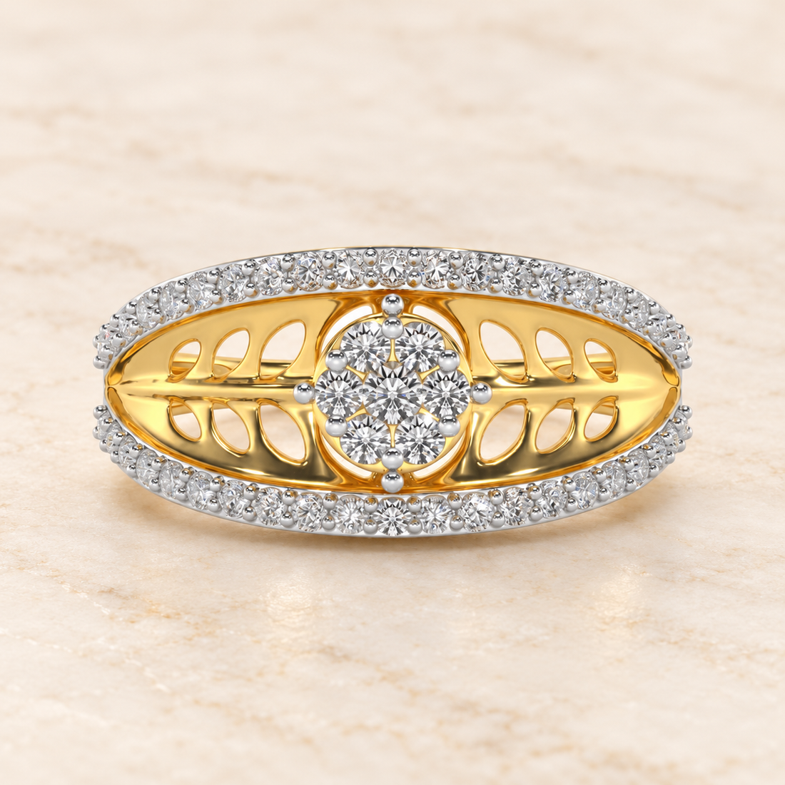 Flower Bouquet Silver Ring