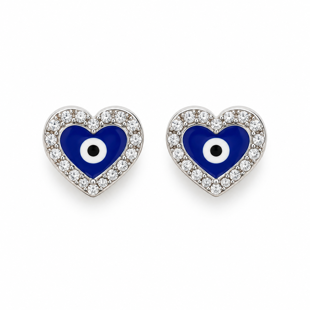 Heart of Protection Studs - Silver - Product overhead view