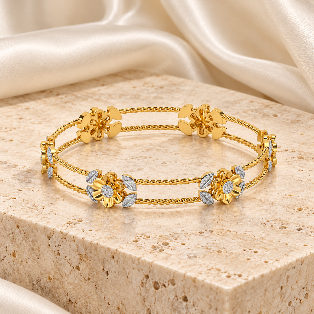 Hold Bloom Silver Bangles
