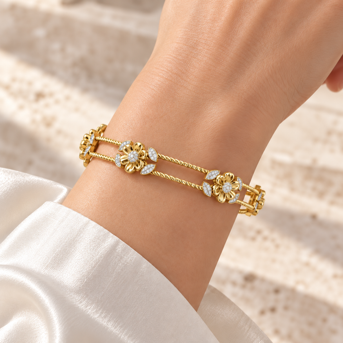 Hold Bloom Silver Bangles