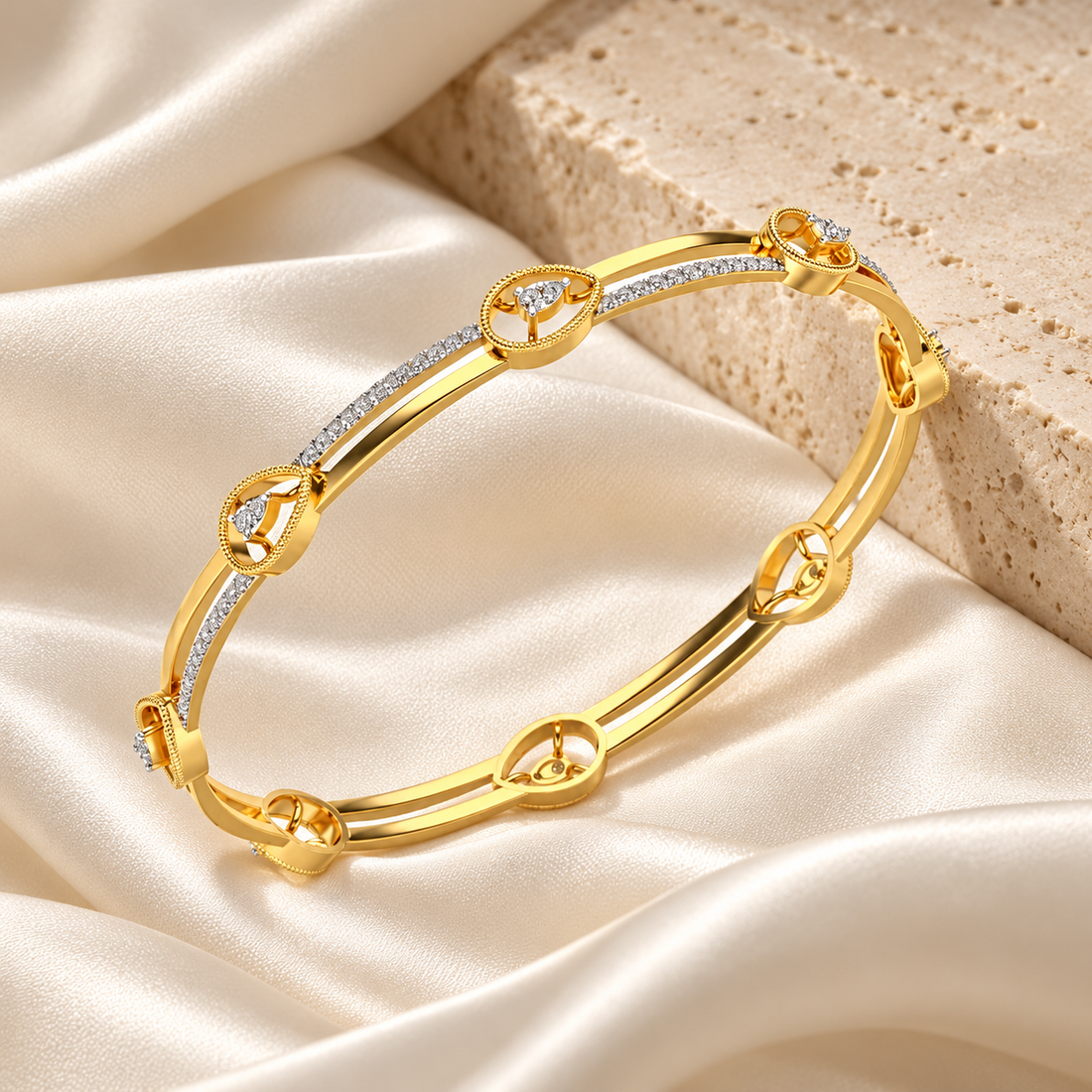Hourglass Silver Bangles