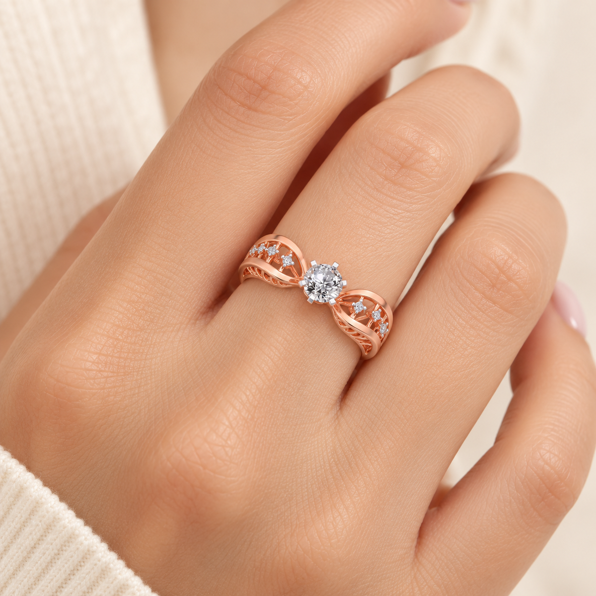 Nagma Solitaire Ring - Rose Gold model photo
