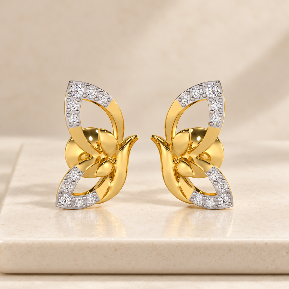 Opulent Flight Silver Stud Earrings