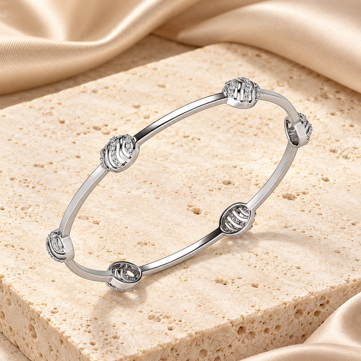 Ovally Silver Bangles White Gold aesthetic image